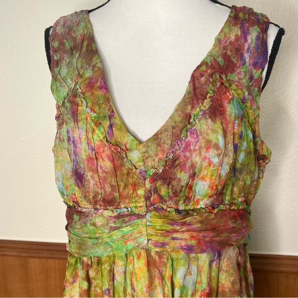 Sundance green floral silk sleeveless dress - Picture 4 of 10